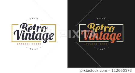Set of Vintage and Retro Badge, Label, or Emblems for Apparel Store Logo, or Other Business. Retro Symbol for Cloth 112660573