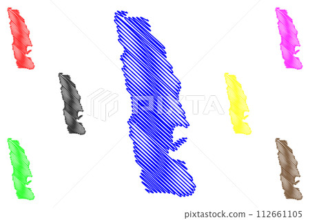 Lake Tso Moriri (Republic of India) map vector illustration, scribble sketch Mountain Lake map 112661105