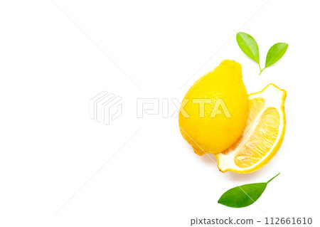 Fresh lemon on white background. 112661610