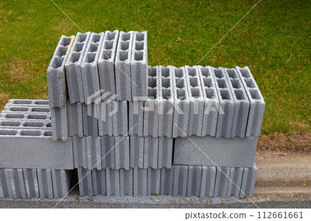 Cement solid brick blocks made up of sand, lime and concrete materials Cement solid brick blocks made up of sand, lime and concrete materials 112661661