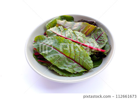 Swiss chard on white background. Baby leaf swiss chard 112661673