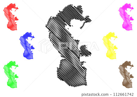 Caspian Sea salt lake (Russia, Russian Federation, Eurasia, Garabogazkol Aylagy) map vector illustration, scribble sketch map 112661742