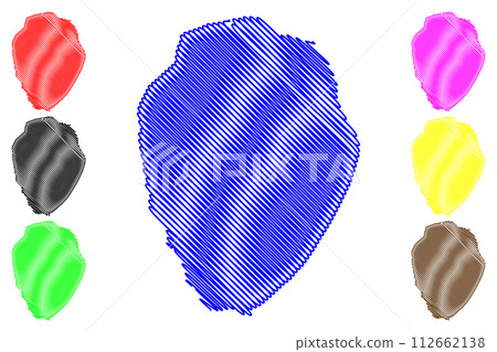 Lake Doiran (Republic of North Macedonia, Greece, Hellenic Republic) map vector illustration, scribble sketch Dojran map 112662138