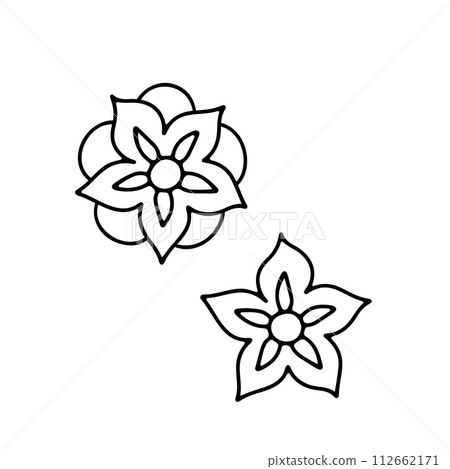 Monochrome black and white floral chinoiserie style flower isolated on white background Monochrome black and white floral chinoiserie style flower isolated on white background 112662171