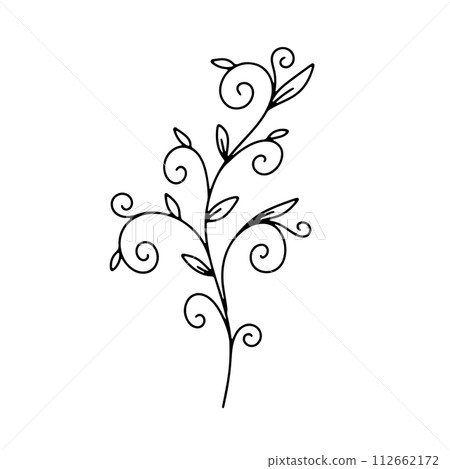 Monochrome black and white floral chinoiserie style leaf isolated on white background Monochrome black and white floral chinoiserie style leaf isolated on white background 112662172