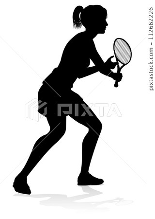 Tennis Player Woman Sports Person Silhouette 112662226