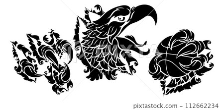 Bald Eagle Hawk Ripping Basketball Ball Mascot Bald Eagle Hawk Ripping Basketball Ball Mascot 112662234
