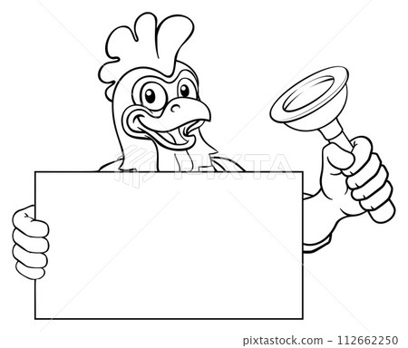 Plumber Chicken Plunger Cartoon Plumbing Mascot Plumber Chicken Plunger Cartoon Plumbing Mascot 112662250