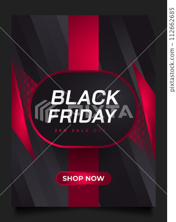 Black Friday Sale Banner or Poster Template. Black Friday Sale Inscription Design Template 112662685