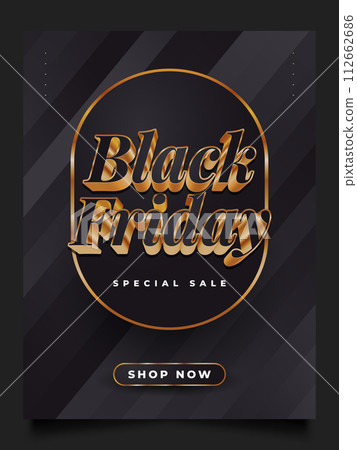 Black Friday Sale Banner or Poster Template. Black Friday Sale Inscription Design Template 112662686