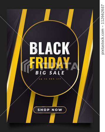 Black Friday Sale Banner or Poster Template. Black Friday Sale Inscription Design Template 112662687