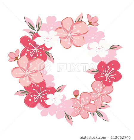 pink flower wreath frame 112662745