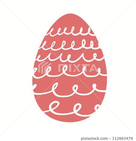 Easter Egg with Pattern Isolated on White background. Vector illustration in flat style for greeting card, invitation template, poster, background. 112663479