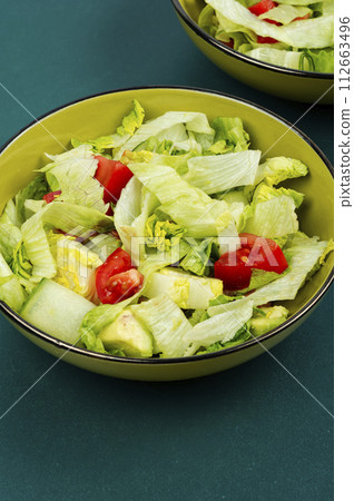 Plate of salad with fresh vegetables 112663496