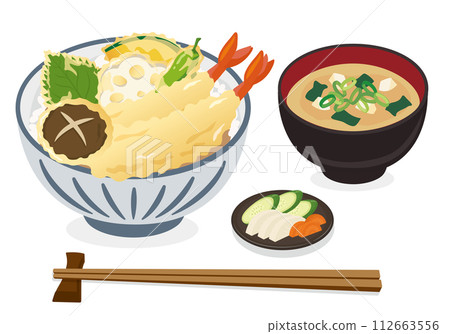 Donburi_Donburi_Tendon set meal (white background) 112663556