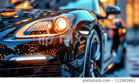 時尚的車頭燈 112663661