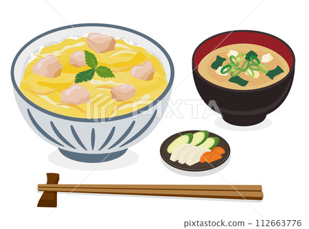 Donburi_Donburi_Oyakodon set meal (white background) 112663776