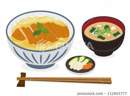 Donburi_Donburi_Katsudon set meal (white background) 112663777