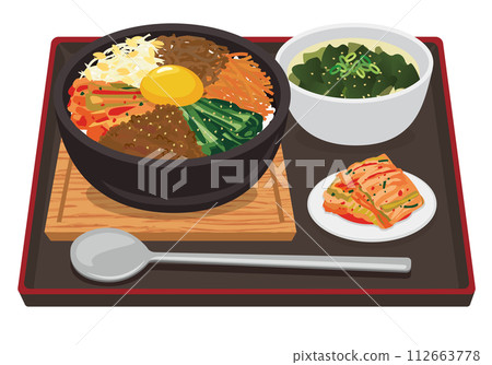 Korean food_Rice bowl_Stone grilled bibimbap set meal 112663778