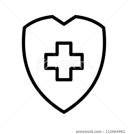 Medical shield icon. Security shield. Healthcare. Health insurance. Virus protection. Guard badge. 112664462