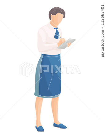 waiter women writes down the order in a notepad waiter women writes down the order in a notepad 112665401