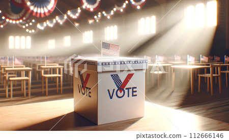 USA Presidential Election Ballot Box with American Flag USA Presidential Election Ballot Box with American Flag 112666146