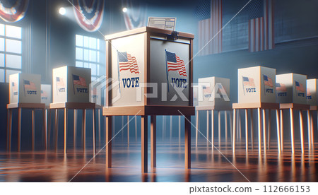 USA President Elections Voting Background. Vector Background of Ballot Box with Voting Ballots. USA President Elections Voting Background. Vector Background of Ballot Box with Voting Ballots. 112666153