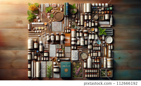 Homeopathy and Natural Medicine Setup with Herbal Remedies and Plants Homeopathy and Natural Medicine Setup with Herbal Remedies and Plants 112666192