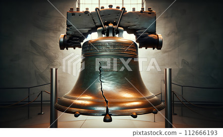 Historic Cracked Liberty Bell Symbol of American Independence Historic Cracked Liberty Bell Symbol of American Independence 112666193