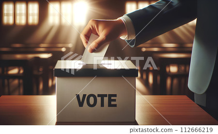 Man Putting His Ballot in a Ballot Box Man Putting His Ballot in a Ballot Box 112666219