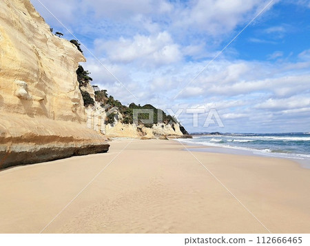 White sand beach and blue sea 112666465