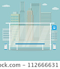 Empty Modern public transport stop,urban landscape on background 112666631