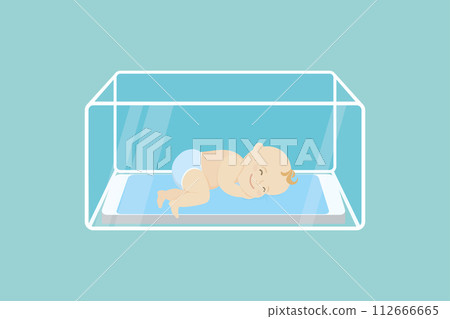 Little newborn baby in incubator box,medical and health care concept, 112666665