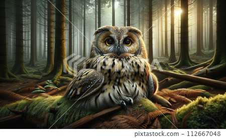 貓頭鷹在森林裡盯著我們 貓頭鷹在森林裡盯著我們 112667048