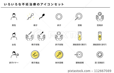 各種不孕不育治療的簡單圖標集，向量 112667089