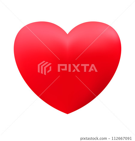 Red realistic heart icon on white background. 3d vector illustration. Red realistic heart icon on white background. 3d vector illustration. 112667091