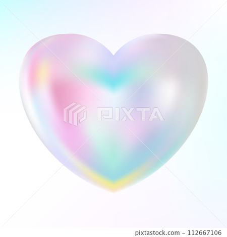 Holographic mother-of-pearl heart. Opal heart shape. Magic love talisman. Holographic mother-of-pearl heart. Opal heart shape. Magic love talisman. 112667106