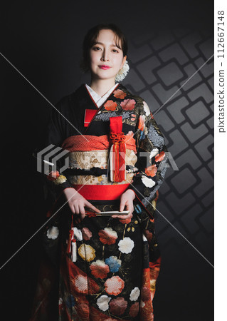 黑色長袖和服,黑色長袖和服,新娘服裝 黑色長袖和服,黑色長袖和服,新娘服裝 112667148