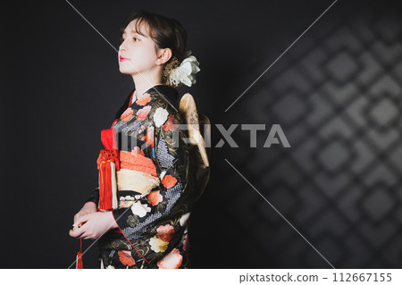 黑色長袖和服,黑色長袖和服,新娘服裝 黑色長袖和服,黑色長袖和服,新娘服裝 112667155