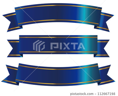 Set of shiny ribbons blue 112667198