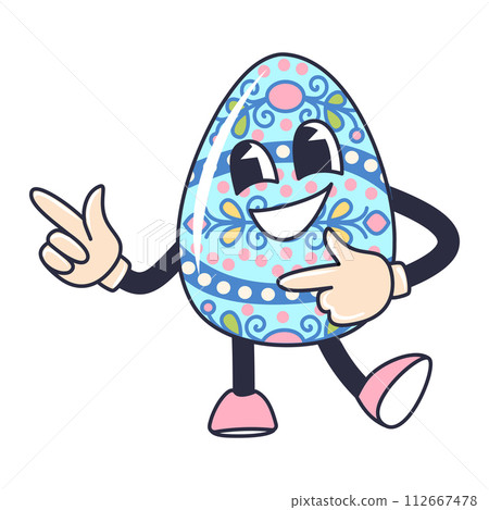 Vector Easter Groovy egg character Vector Easter Groovy egg character 112667478