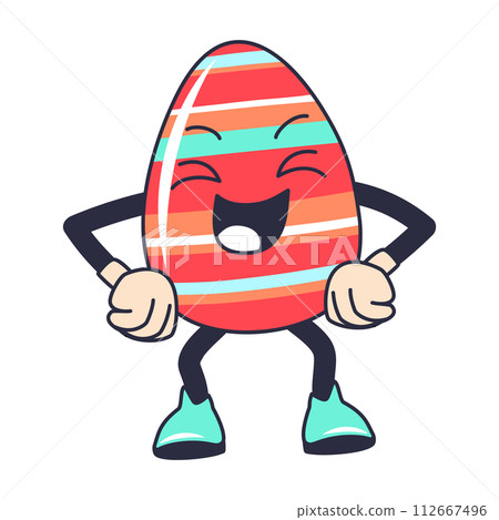 Vector Easter Groovy egg character Vector Easter Groovy egg character 112667496
