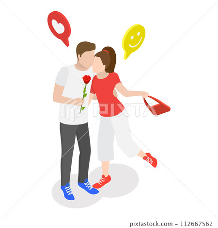 3D Isometric Flat Vector Illustration of Romantic Dating, Sparetime of Loving People. Item 4 3D Isometric Flat Vector Illustration of Romantic Dating, Sparetime of Loving People. Item 4 112667562
