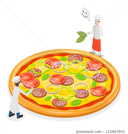 3D Isometric Flat Vector Illustration of Various Dishes, Different Food Set. Item 1 112667641