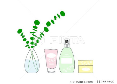 Postcard of houseplants and skin care products Postcard of houseplants and skin care products 112667690
