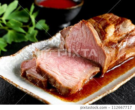 Sliced smoked char siu Sliced smoked char siu 112667717