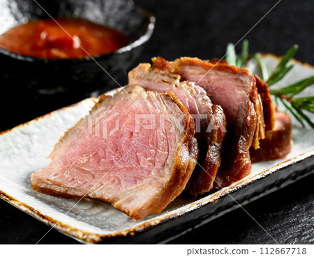 Sliced smoked char siu Sliced smoked char siu 112667718
