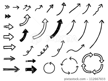 Set of handwritten arrows monochrome Set of handwritten arrows monochrome 112667833