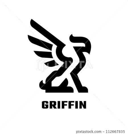 Griffin with spread wings, logo, symbol. Griffin with spread wings, logo, symbol. 112667835