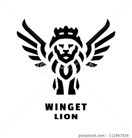 Lion with crown and wings, logo, symbol. 112667836